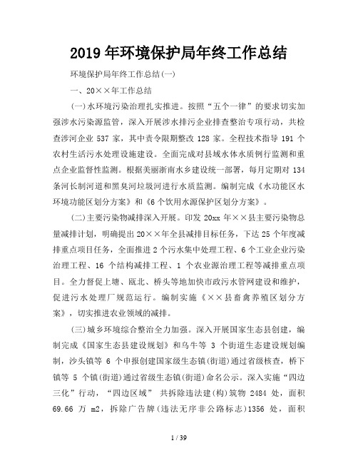 2019年环境保护局年终工作总结