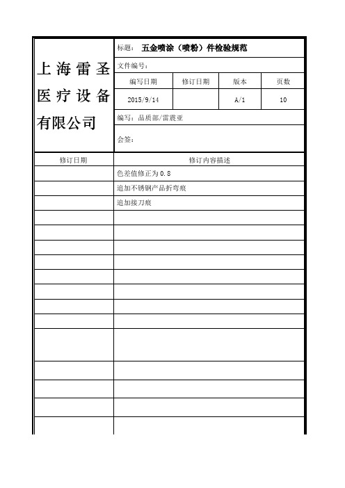 五金喷涂喷粉件检验规范