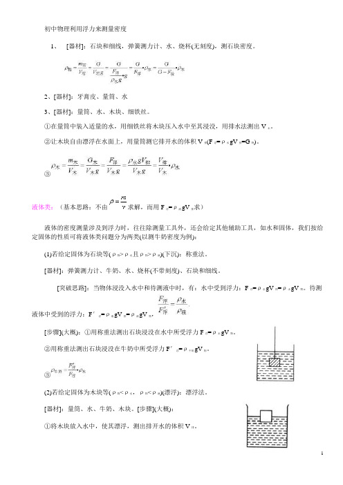 初中物理利用浮力来测量密度