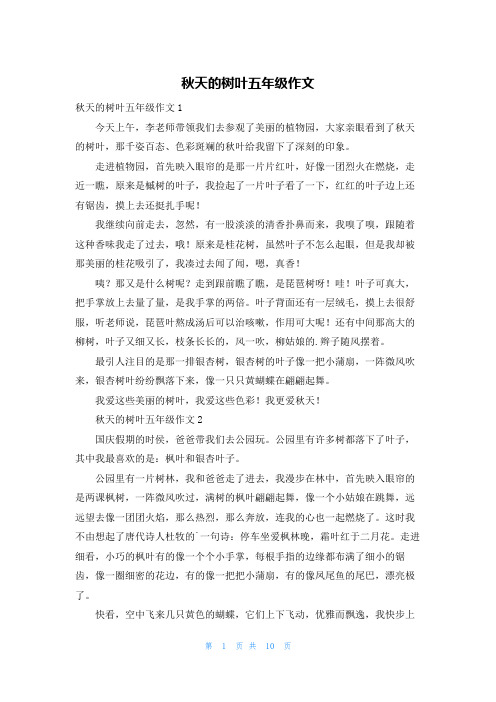 秋天的树叶五年级作文