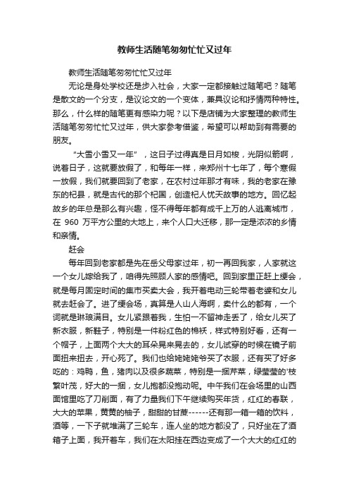 教师生活随笔匆匆忙忙又过年