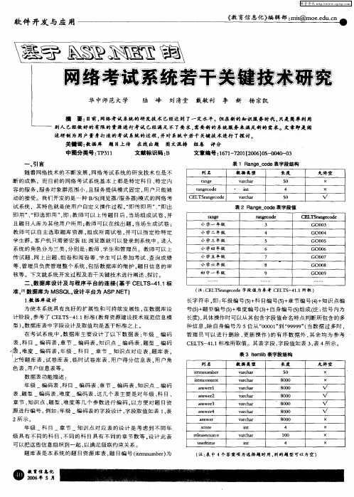 基于ASP.NET的网络考试系统若干关键技术研究