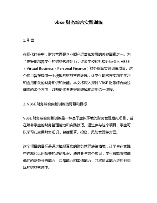 vbse财务综合实践训练