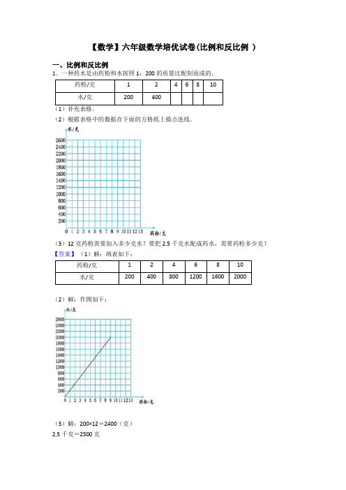 【数学】六年级数学培优试卷(比例和反比例 )