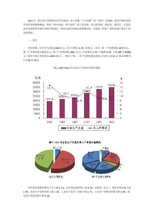 2012年浙江省统计公报