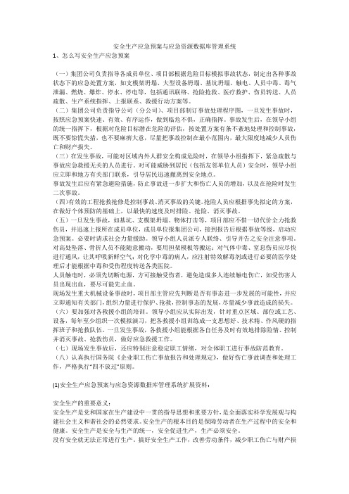 安全生产应急预案与应急资源数据库管理系统安全生产