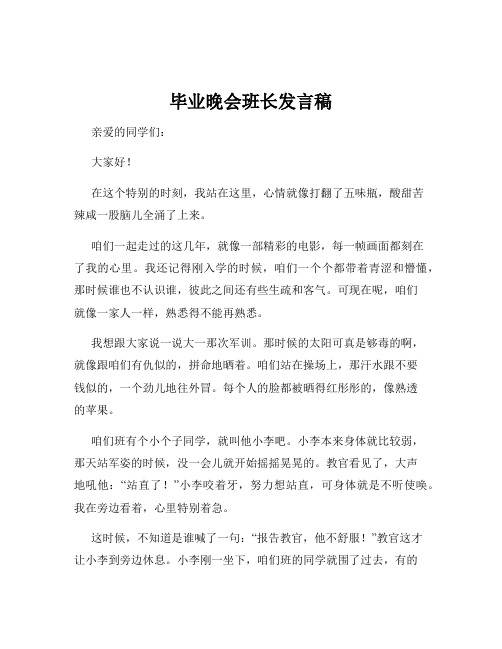 毕业晚会班长发言稿