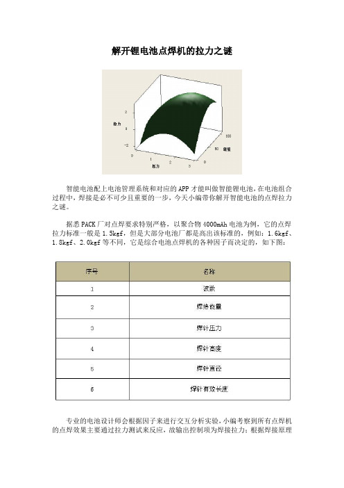 解开锂电池点焊机的拉力之谜