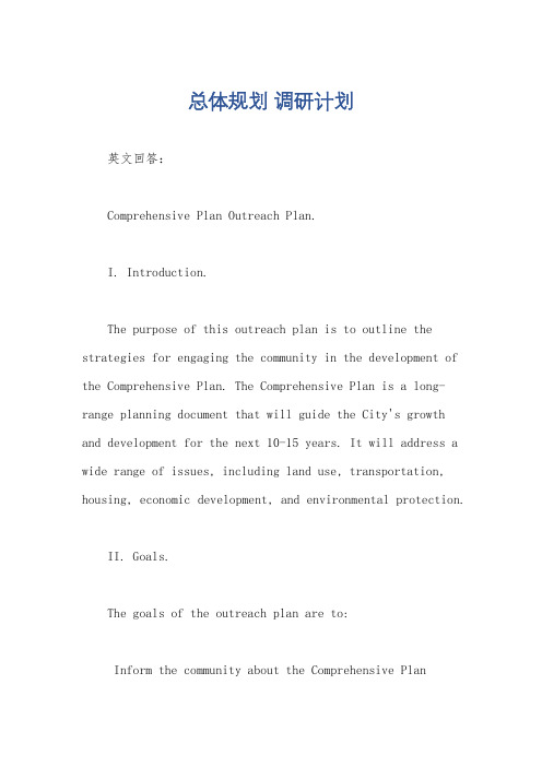 总体规划 调研计划