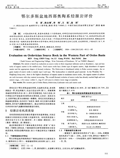 鄂尔多斯盆地西部奥陶系烃源岩评价