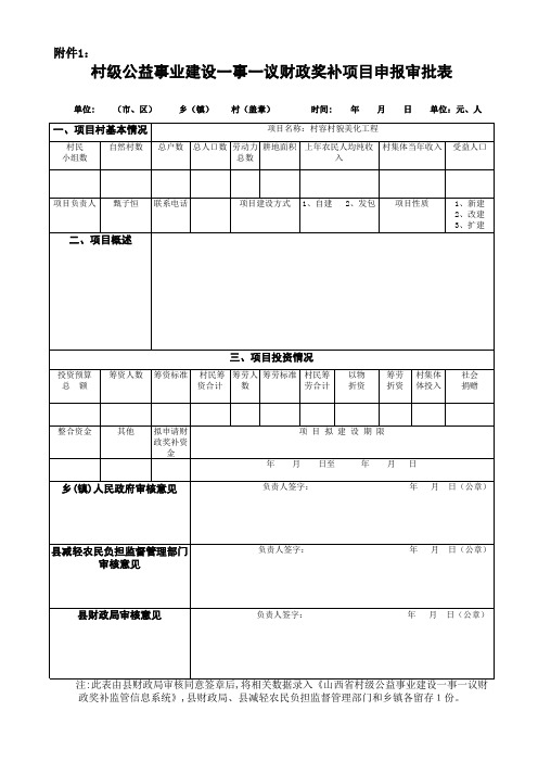 一事一议申报表