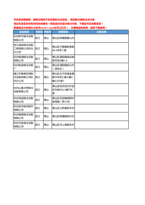 新版浙江省萧山制冷工商企业公司商家名录名单联系方式大全10家