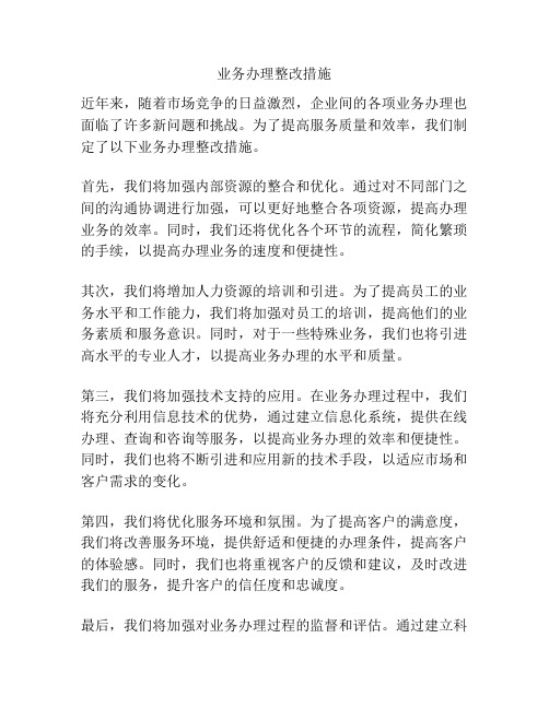 业务办理整改措施