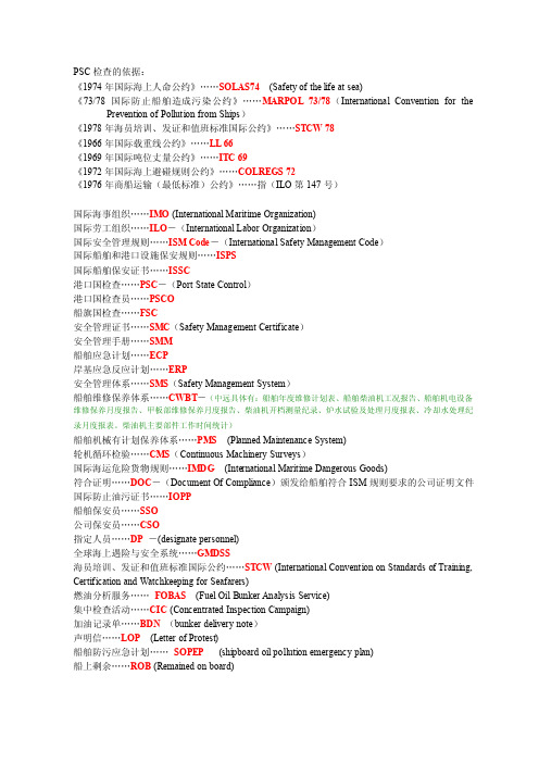 船舶缩略语和实用代码