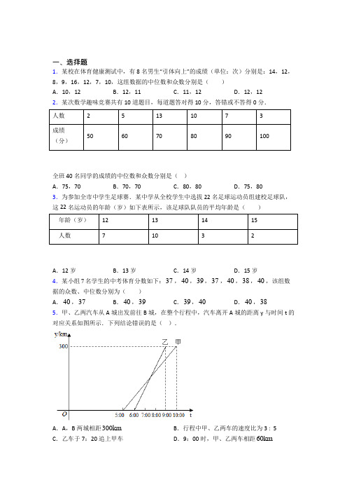 【苏科版】初二数学下期末试卷(带答案)