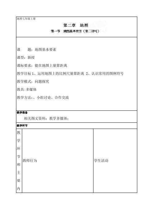 2.1 地图的基本要素(第二课时)  教案1 (商务星球版七年级上)