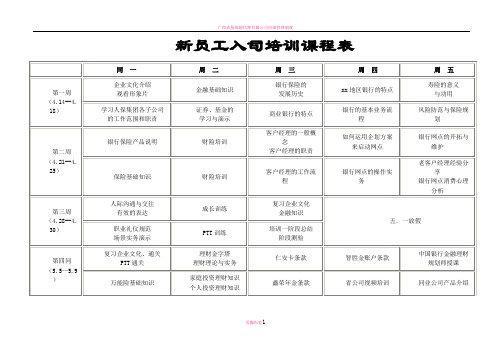 某保险公司培训课程表