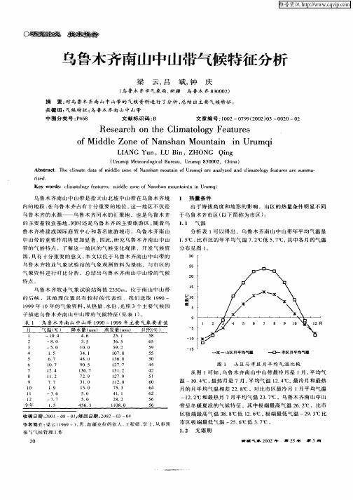 乌鲁木齐南山中山带气候特征分析