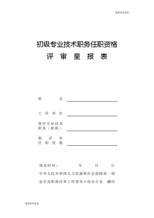 初级专业技术职务任职资格评审呈报表.doc