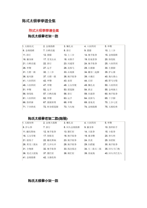 陈式太极拳拳谱全集