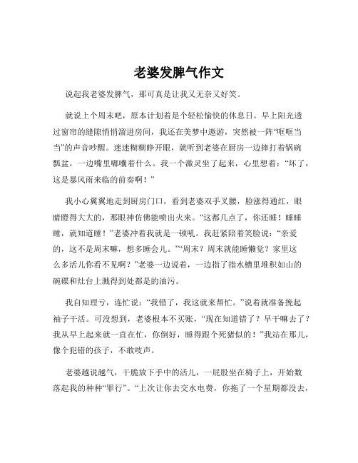 老婆发脾气作文