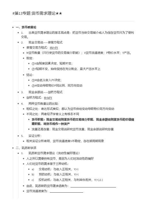 《货币金融学》米什金 第13专题 货币需求理论