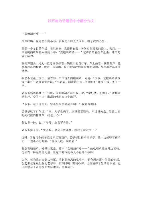 以回响为话题的中考满分作文