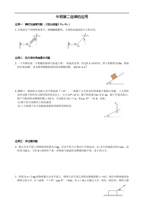 牛顿第二定律的应用