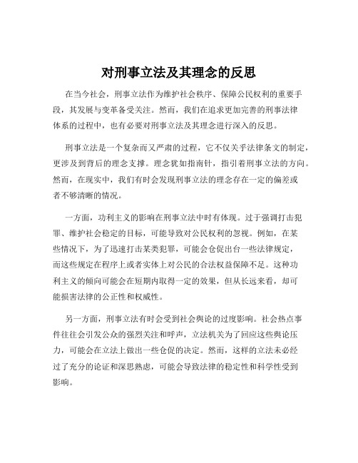 对刑事立法及其理念的反思