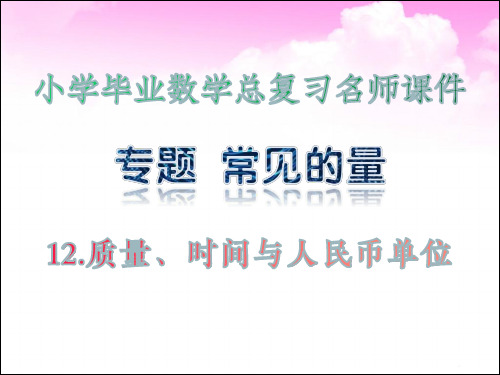 12.质量、时间与人民币单位·专题 常见的量_小学毕业数学总复习名师课件