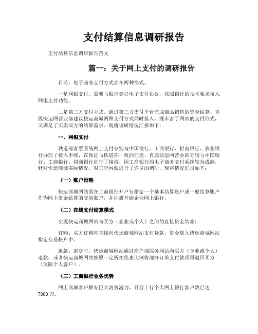 支付结算信息调研报告