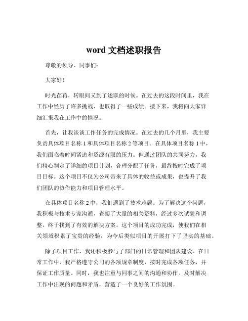 word文档述职报告