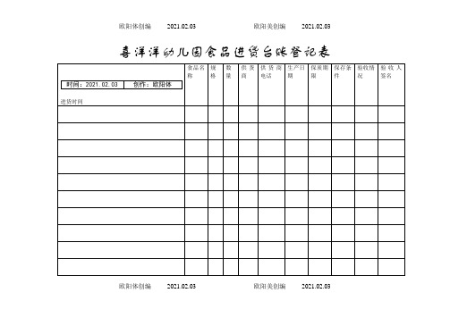 幼儿园食品进货台账表之欧阳体创编