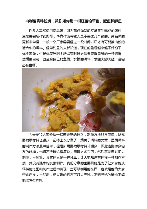 自制薯香味拉饵，教你如何用一根红薯钓草鱼、鲤鱼和鲫鱼