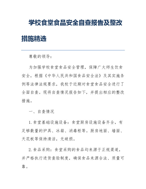 学校食堂食品安全自查报告及整改措施精选