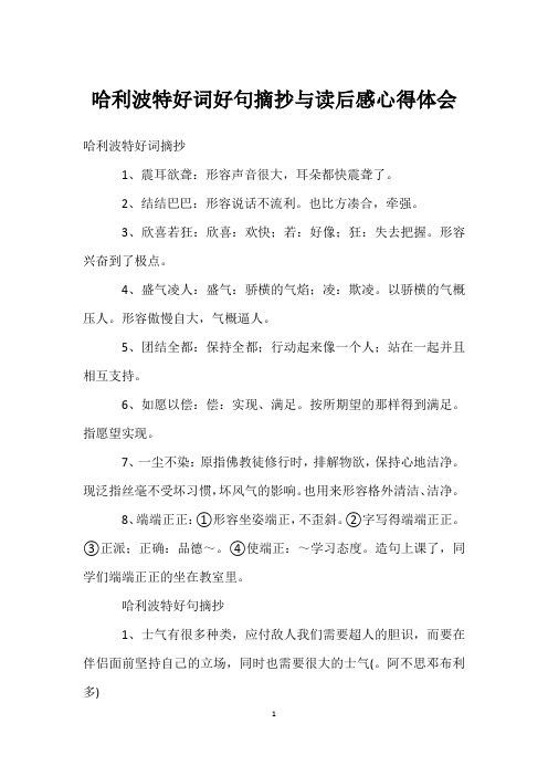 哈利波特好词好句摘抄与读后感心得体会