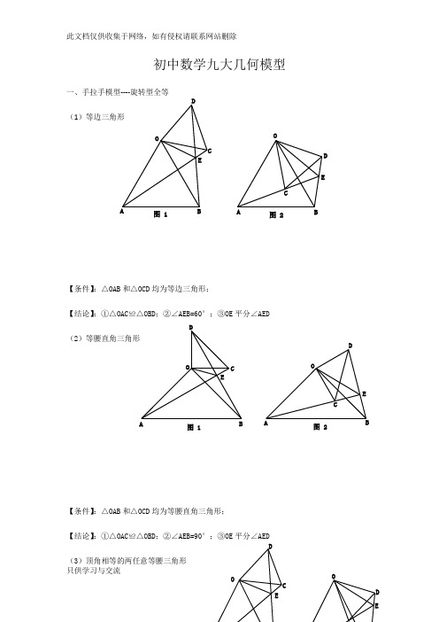 初中数学九大几何模型上课讲义