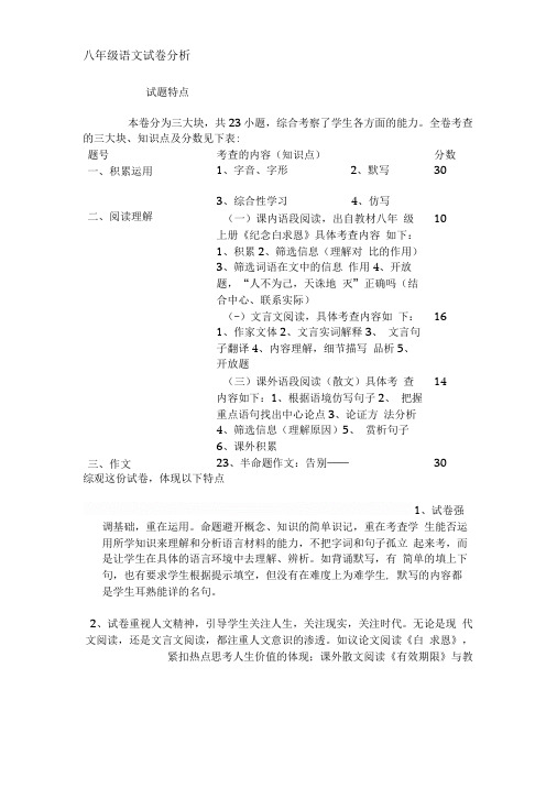 八年级语文试卷分析.doc