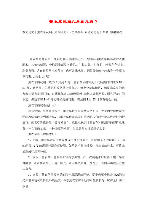 薰衣草花期几月到几月?