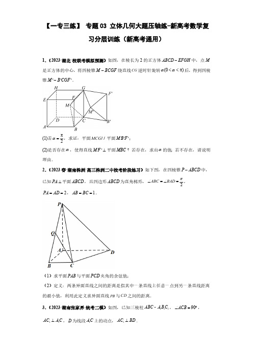 专题03 立体几何大题压轴练(原卷版)