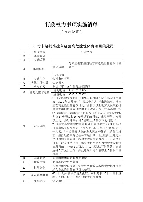 行政权力事项实施清单