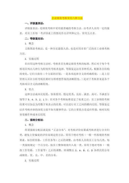 绩效考核常用六种方法