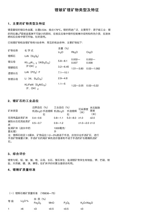 锂铍矿锂矿物类型及特征