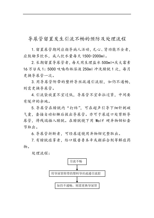 导尿管留置发生引流不畅的预防及处理流程