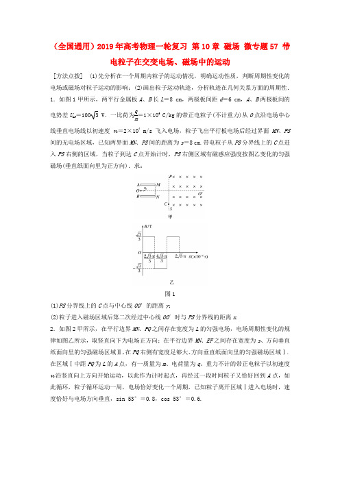 (全国通用)2019年高考物理一轮复习 第10章 磁场 微专题57 带电粒子在交变电场、磁场中的运动