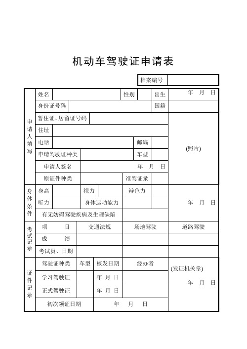 机动车驾驶证申请表