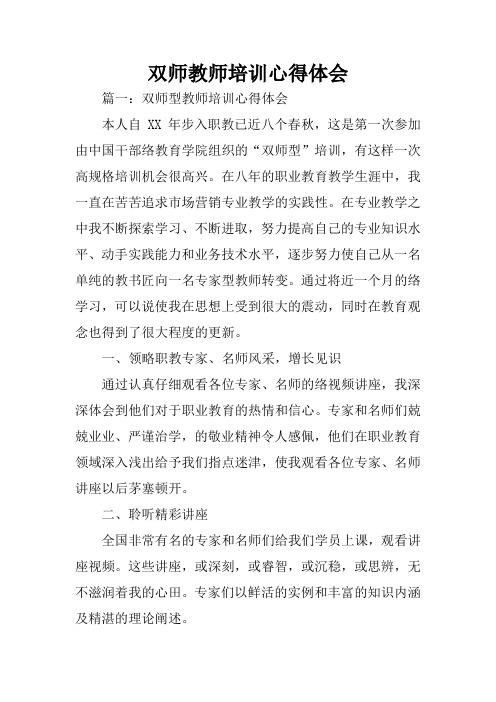 双师教师培训心得体会