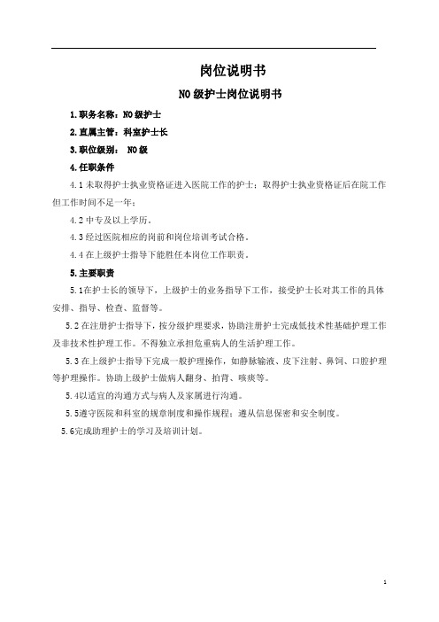 2016年岗位说明书(定稿)