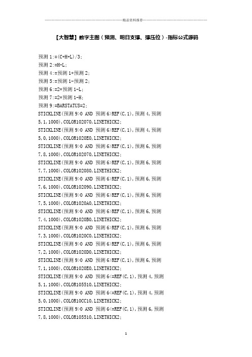 【股票指标公式下载】-【大智慧】数字主图(预测、明日支撑、撑压位
