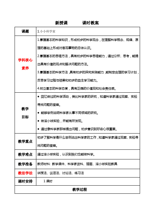 2024苏教版小学科学一年级上册第一单元第1课《小小科学家》教学设计